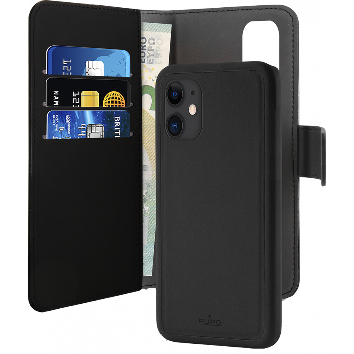 Puro - Folio Coque Magnétique 2 en 1 Noir pour iPhone 12 mini Puro - Coque, étui smartphone