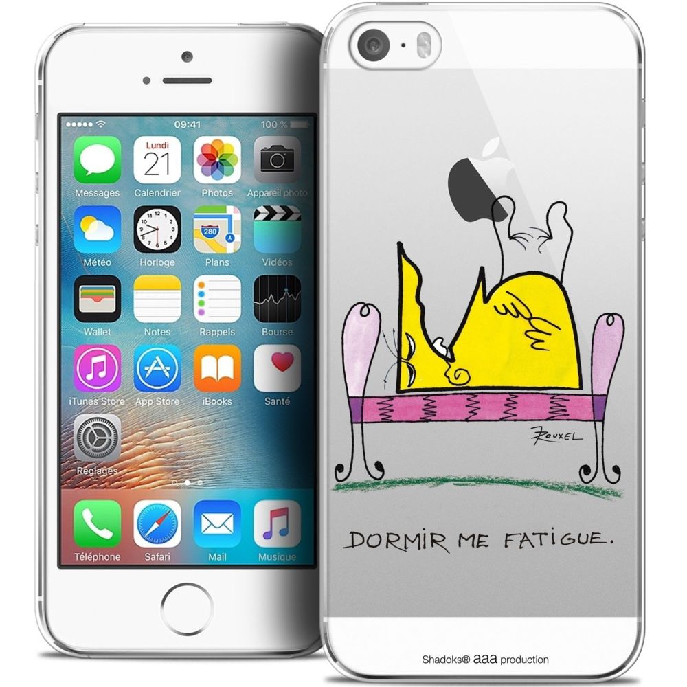 Caseink - Coque Housse Etui Apple iPhone 5/5s/SE [Crystal HD Collection Les Shadoks ? Design Dormir - Rigide - Ultra Fin - Imprimé en France] - Coque, étui smartphone