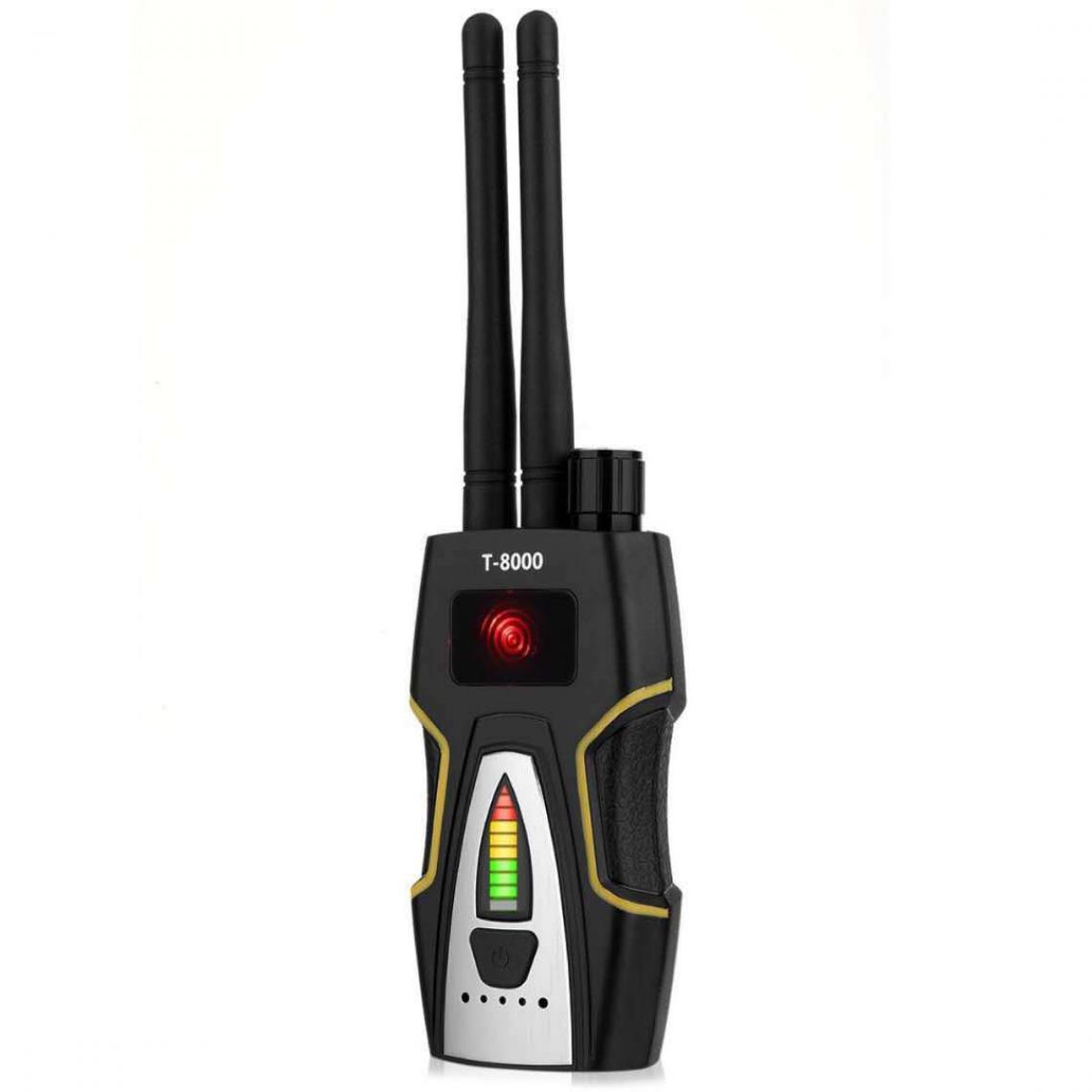 Chrono - Détecteur de Signal Détecteur Anti-espion T-8000 Traqueur de Signal Sans Fil Audio GPS Traceur Finder Alarme de Signal Sans Fil,(noir) - Autres accessoires smartphone