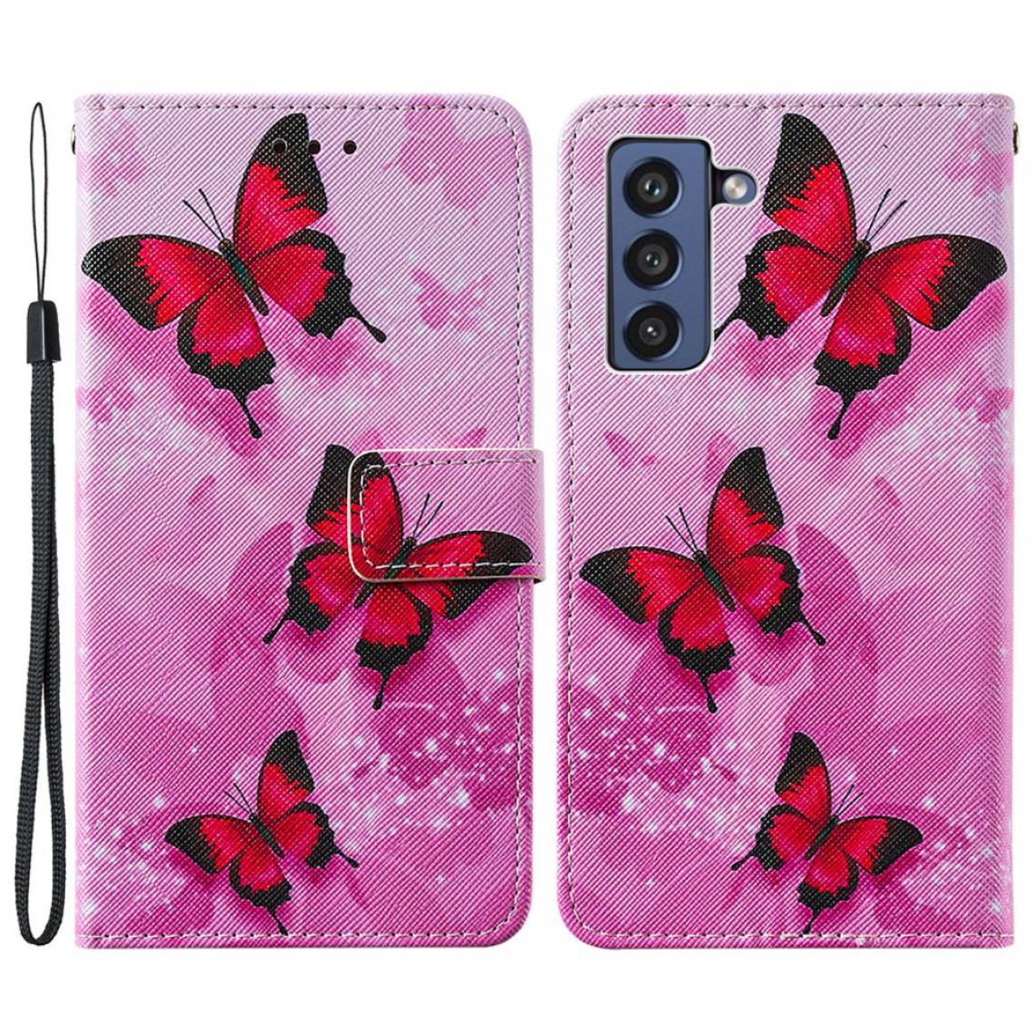 Other - Etui en PU Impression de motifs de texture croisée avec support Papillon rose pour votre Samsung Galaxy S21 FE/S21 Fan Edition - Coque, étui smartphone