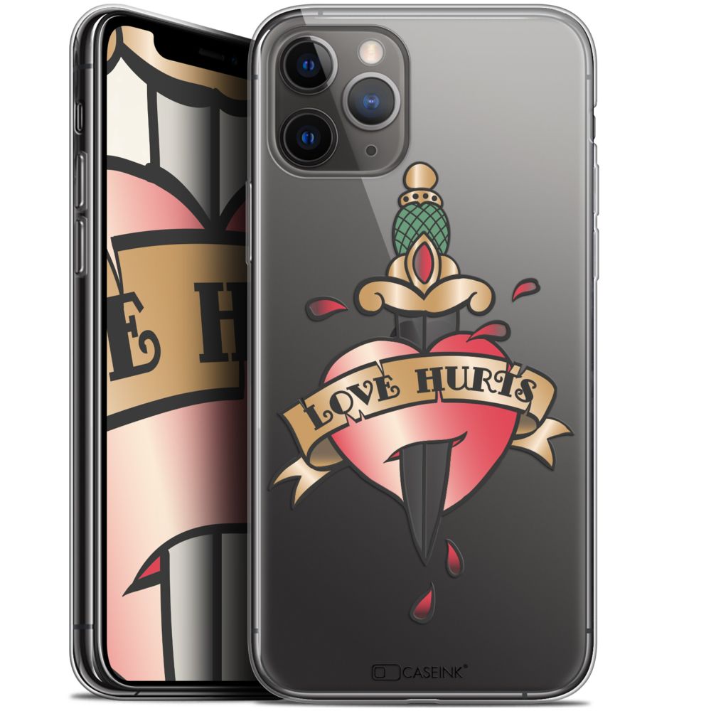 Caseink - Coque Pour Apple iPhone 11 Pro (5.8 ) [Gel HD Collection Tatoo Lover Design Love Hurts - Souple - Ultra Fin - Imprimé en France] - Coque, étui smartphone