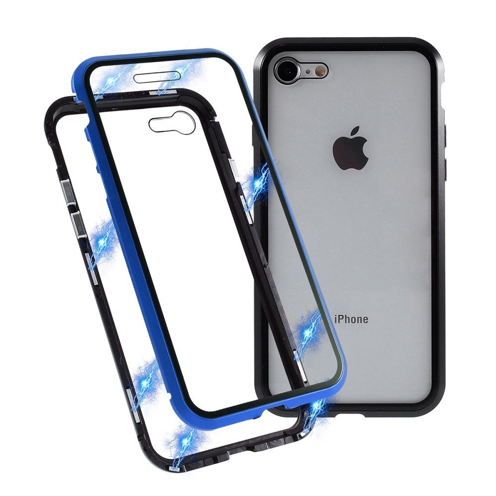 marque generique - Bumper en métal touche magnétique complète noir/bleu pour votre Apple iPhone 8/7 4.7 pouces - Coque, étui smartphone