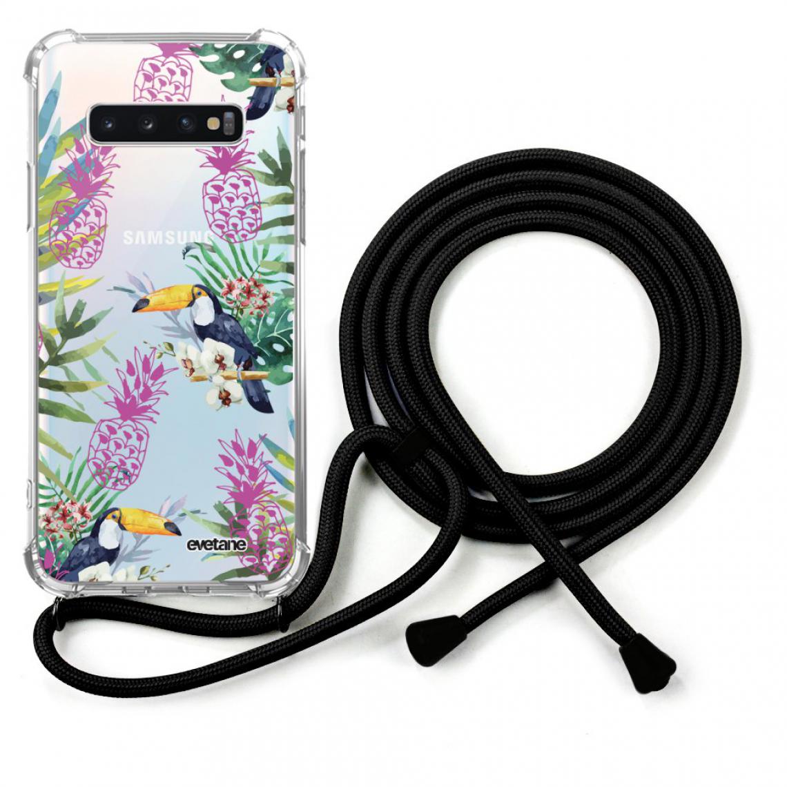 Evetane - Coque Samsung Galaxy S10 coque avec cordon transparente Jungle Tropicale - Coque, étui smartphone