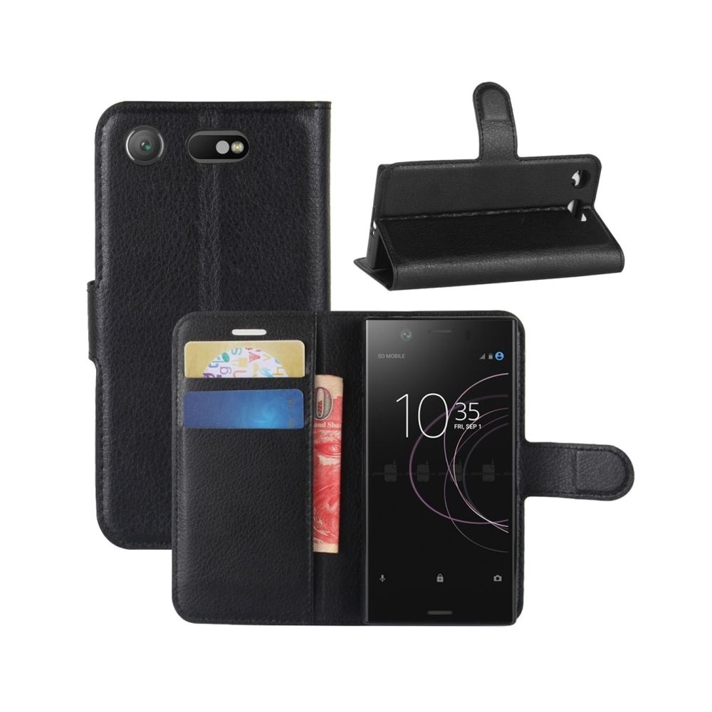 Wewoo - Housse Étui noir pour Sony Xperia XZ1 Compact Litchi Texture PU + TPU Horizontal en cuir avec porte-cartes et fentes cartes porte-monnaie - Coque, étui smartphone