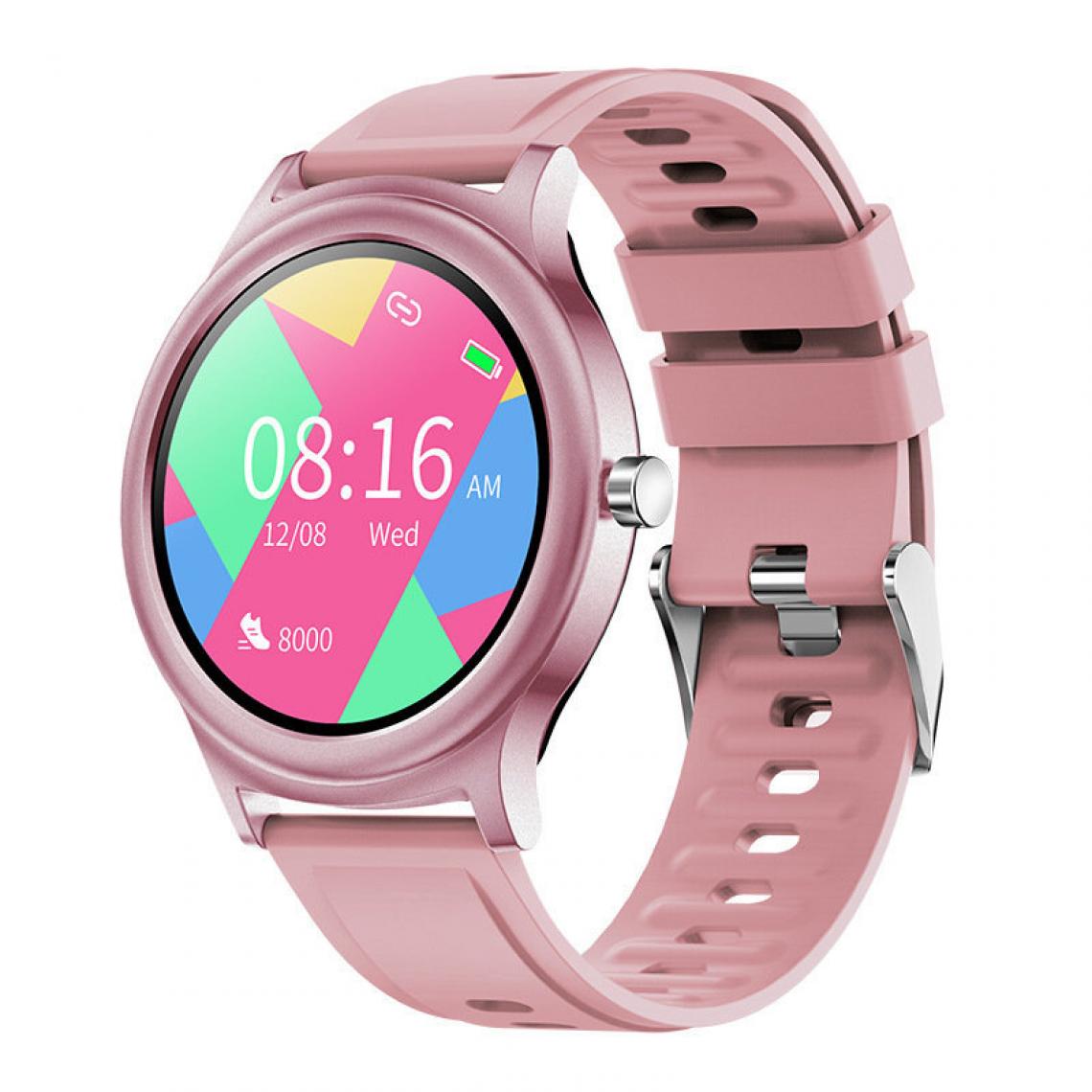 Chronotech Montres - Chronus Ladies smart watch with blood pressure and heart rate monitor fitness watch tracker IP67 waterproof call; SMS reminder touch screen pedometer for Android ios(Pink) - Montre connectée