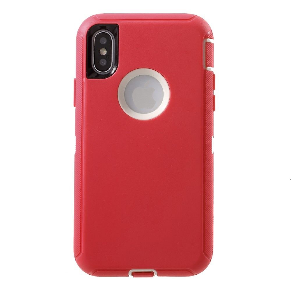 marque generique - Coque en silicone antichoc la de rougeblanc hybride pour Apple iPhone X - Autres accessoires smartphone