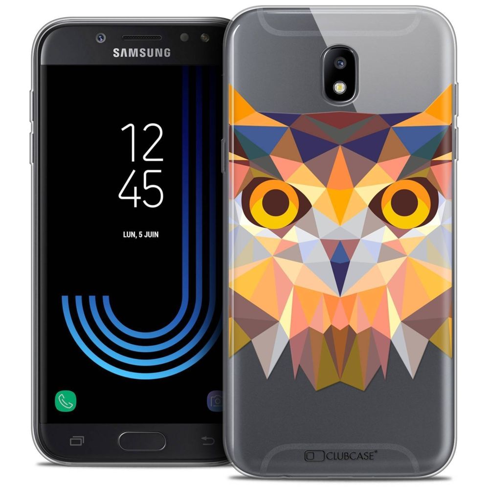 Caseink - Coque Housse Etui Samsung Galaxy J7 2017 J730 (5.5 ) [Crystal Gel HD Polygon Series Animal - Souple - Ultra Fin - Imprimé en France] Hibou - Coque, étui smartphone