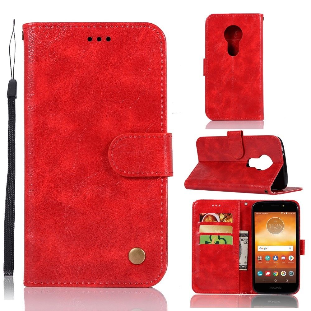 marque generique - Etui en PU premium vintage rouge pour votre Motorola Moto E5 Play Go (EU Version) - Autres accessoires smartphone