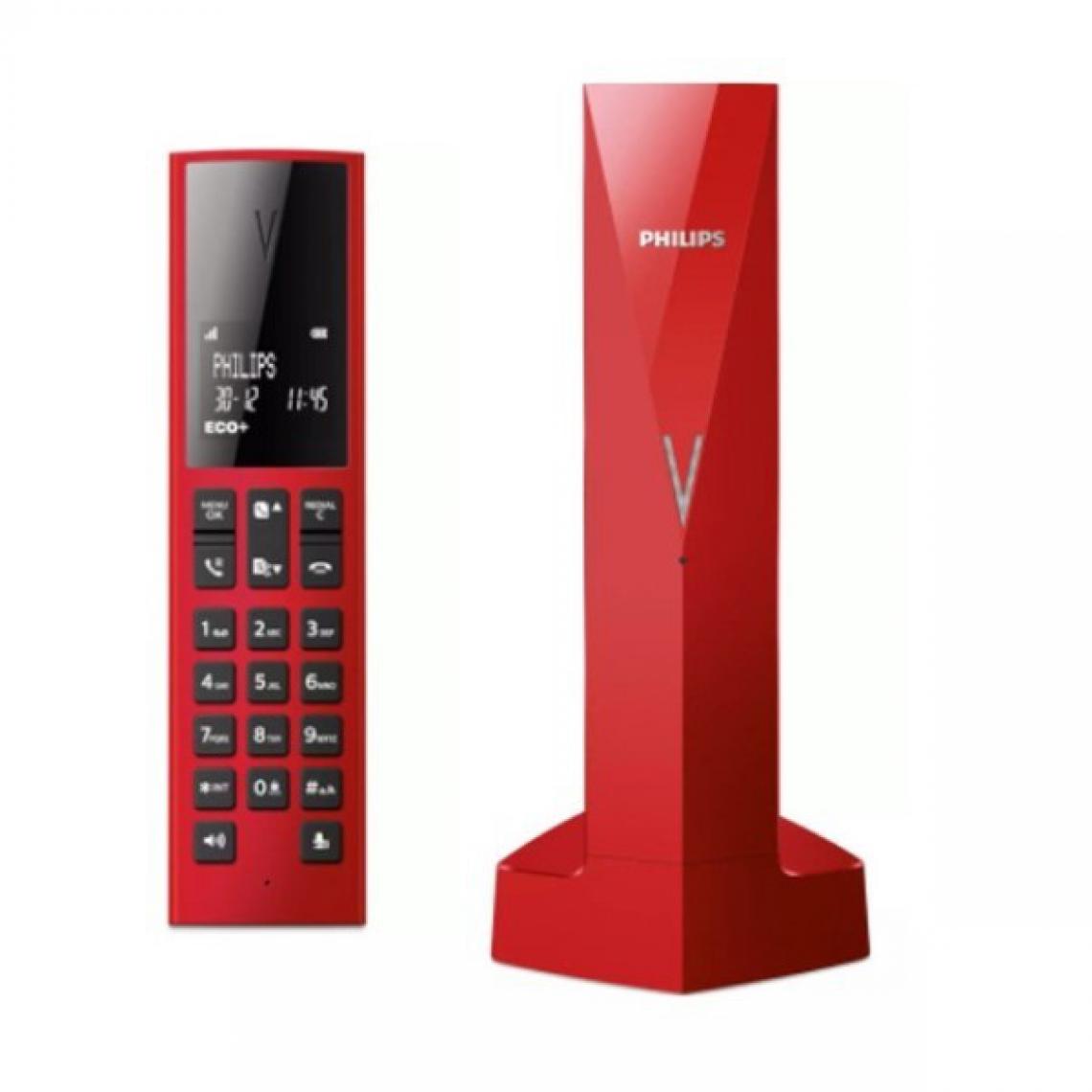Philips - Téléphone Sans Fil Philips M3501R/34 Rouge 1,8" - Téléphone fixe sans fil