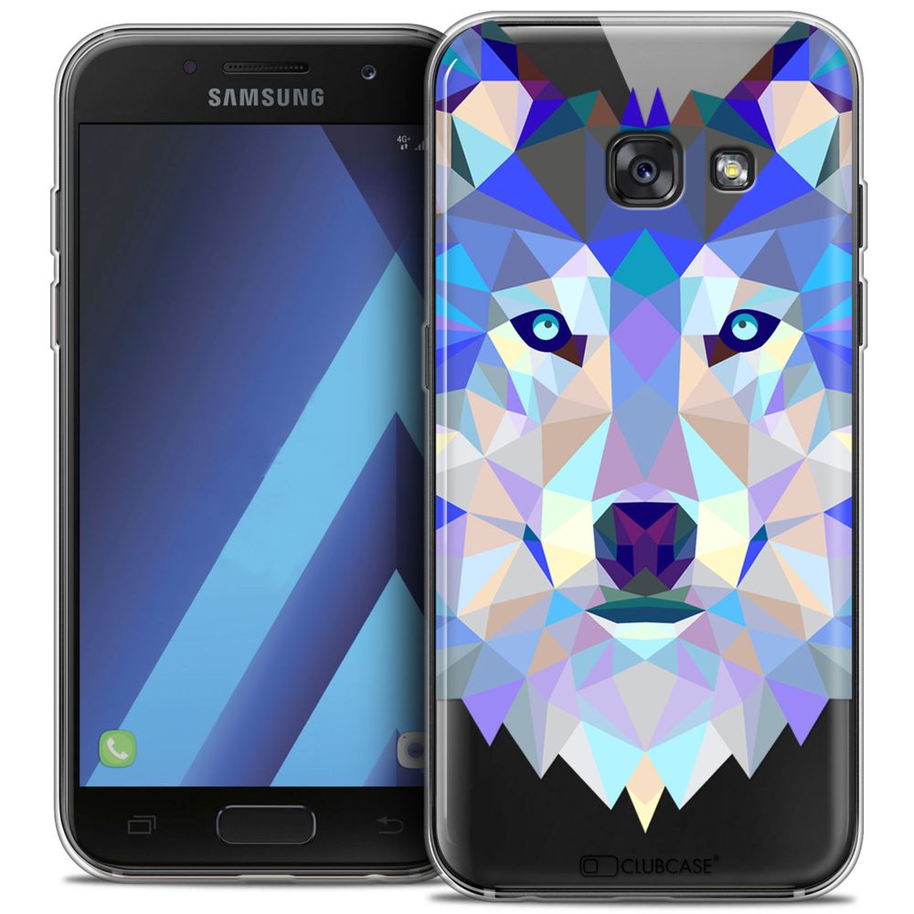 Caseink - Coque Housse Etui Samsung Galaxy A7 2017 A700 (5.7 ) [Crystal Gel HD Polygon Series Animal - Souple - Ultra Fin - Imprimé en France] Loup - Coque, étui smartphone