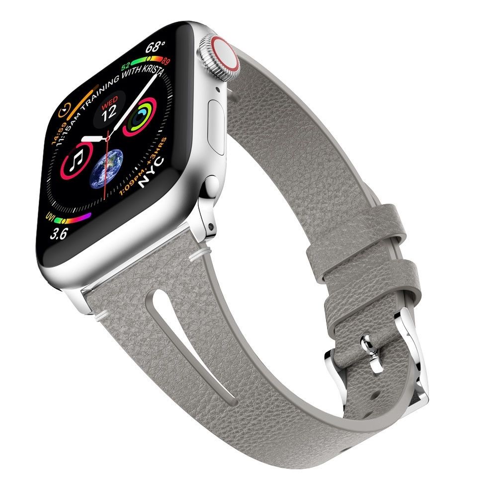 Wewoo - Bracelet en cuir forme de goutte d'eau pour montre-bracelet Apple Watch séries 43 et 2 et 1 et 42 mm Gris - Accessoires montres connectées