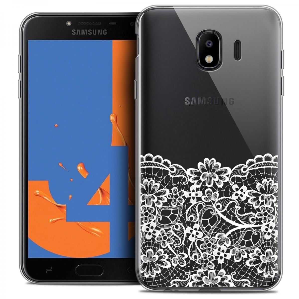 Caseink - Coque Housse Etui Samsung Galaxy J4 2018 J400 (5.5 ) [Crystal Gel HD Collection Spring Design Bas dentelle - Souple - Ultra Fin - Imprimé en France] - Coque, étui smartphone