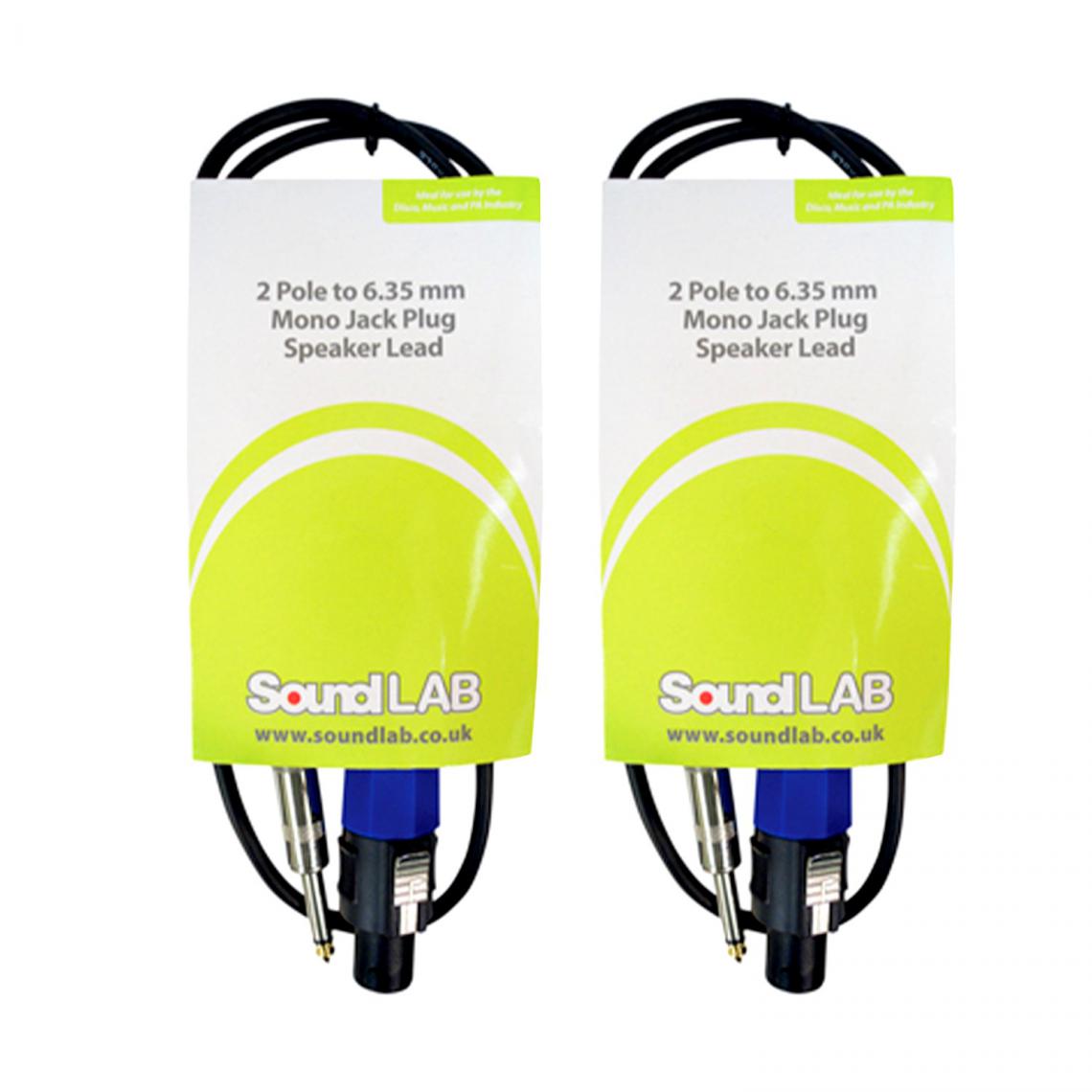 Soundlab - Lot de Câbles Premium 2 pôles vers connecteur jack mono 6,35 mm Câble de haut-parleur Câble 2x 0,75 mm - Accessoires enceintes