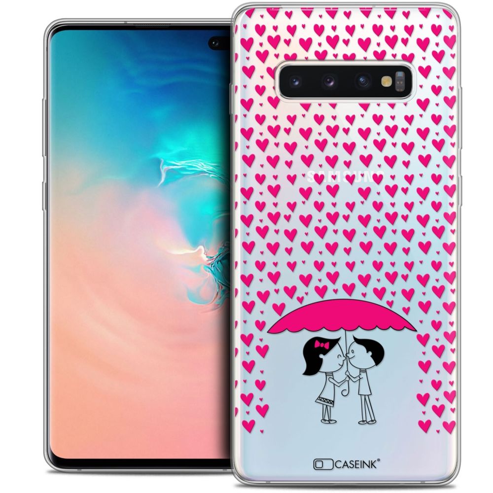 Caseink - Coque Housse Etui Pour Samsung Galaxy S10+ (6.4 ) [Crystal Gel HD Collection Love Saint Valentin Design Pluie d'Amour - Souple - Ultra Fin - Imprimé en France] - Coque, étui smartphone