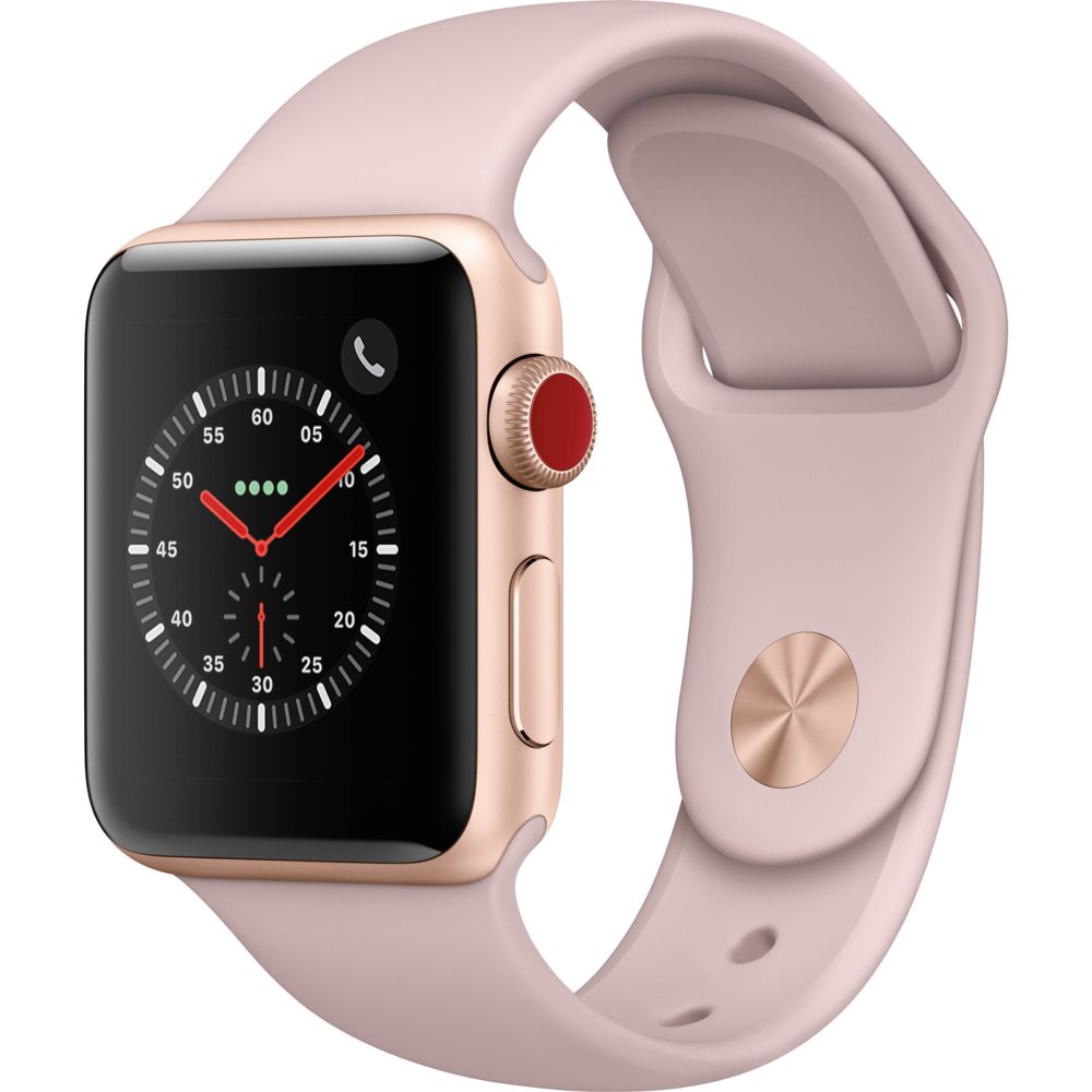 Apple - Watch Série 3 - 4G (GPS + Cellular) - 38 mm - Aluminium - boitier Or - bracelet Rose - reconditionné - Apple Watch