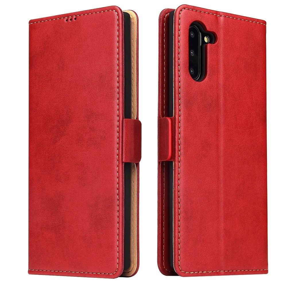 Wewoo - Housse Étui Coque Pour Galaxy Note10 Texture du derme PU + TPU Etui à rabat horizontal en cuir avec support & emplacements cartes et porte-monnaie rouge - Coque, étui smartphone