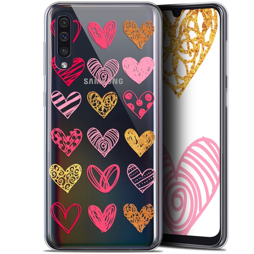 Caseink - Coque Pour Samsung Galaxy A50 (6.4 ) [Gel HD Collection Sweetie Design Doodling Hearts - Souple - Ultra Fin - Imprimé en France] - Coque, étui smartphone