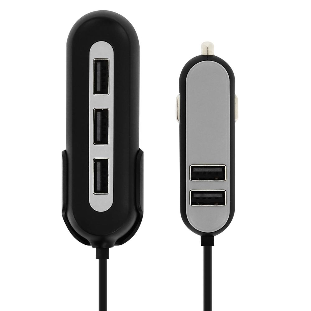 Moxie - Chargeur Voiture 10.8A 5 ports USB 2x avant + Hub 3 ports Extensible 1.5m Moxie - Chargeur Voiture 12V