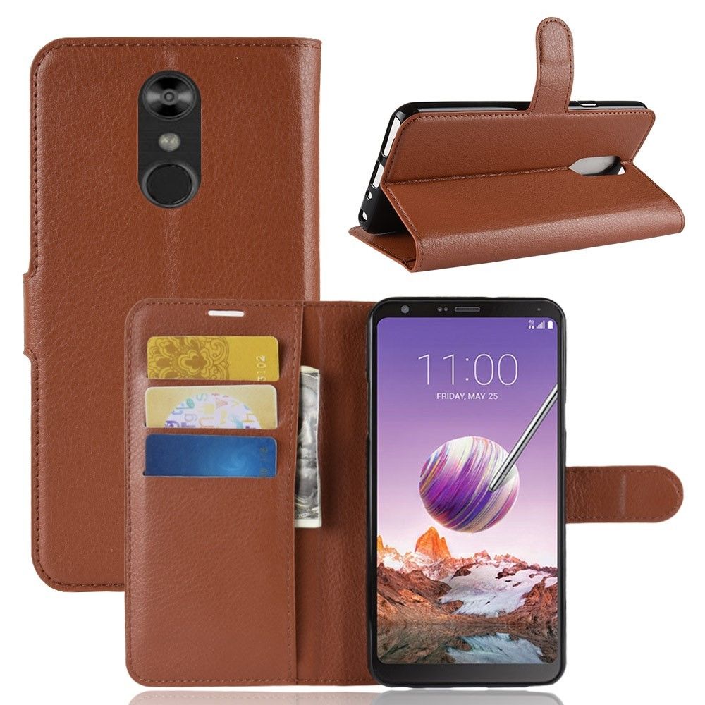 marque generique - Etui en PU litchi marron pour votre LG Q Stylus - Autres accessoires smartphone