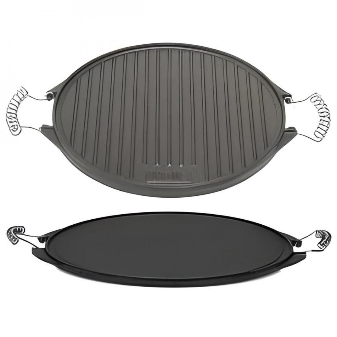Visiodirect - Grille en fer fondu LISSE/COURBE coloris noir - Ø 52 cm - Pierrade, grill