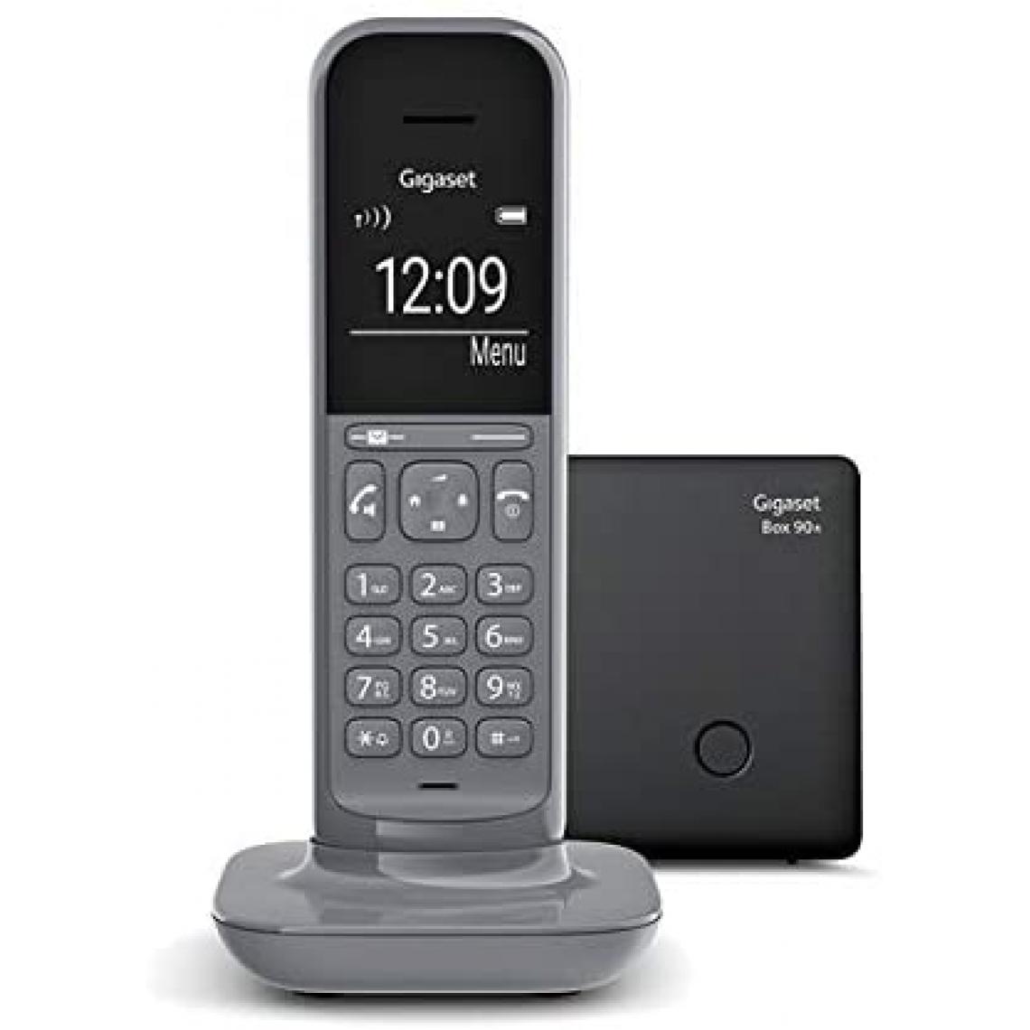 Gigaset - téléphone fixe sans Fil solo au design Moderne avec Répondeur Intégré gris anthracite - Téléphone fixe-répondeur