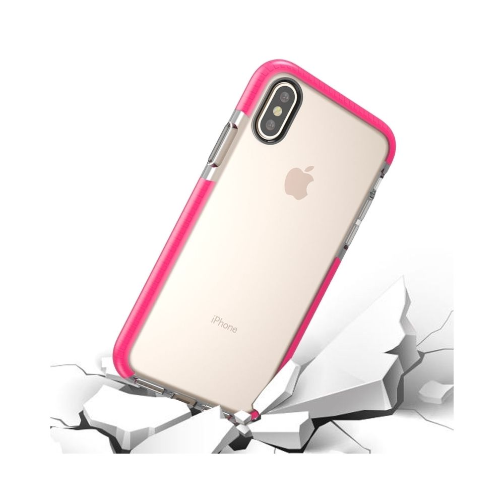 Wewoo - Coque Transparent et Magenta pour iPhone X Mode Texture Anti-collision TPU Étui de Protection - Coque, étui smartphone