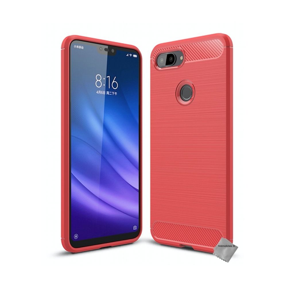 Htdmobiles - Housse etui coque silicone gel carbone pour Xiaomi Mi 8 Lite + film ecran - ROUGE - Autres accessoires smartphone