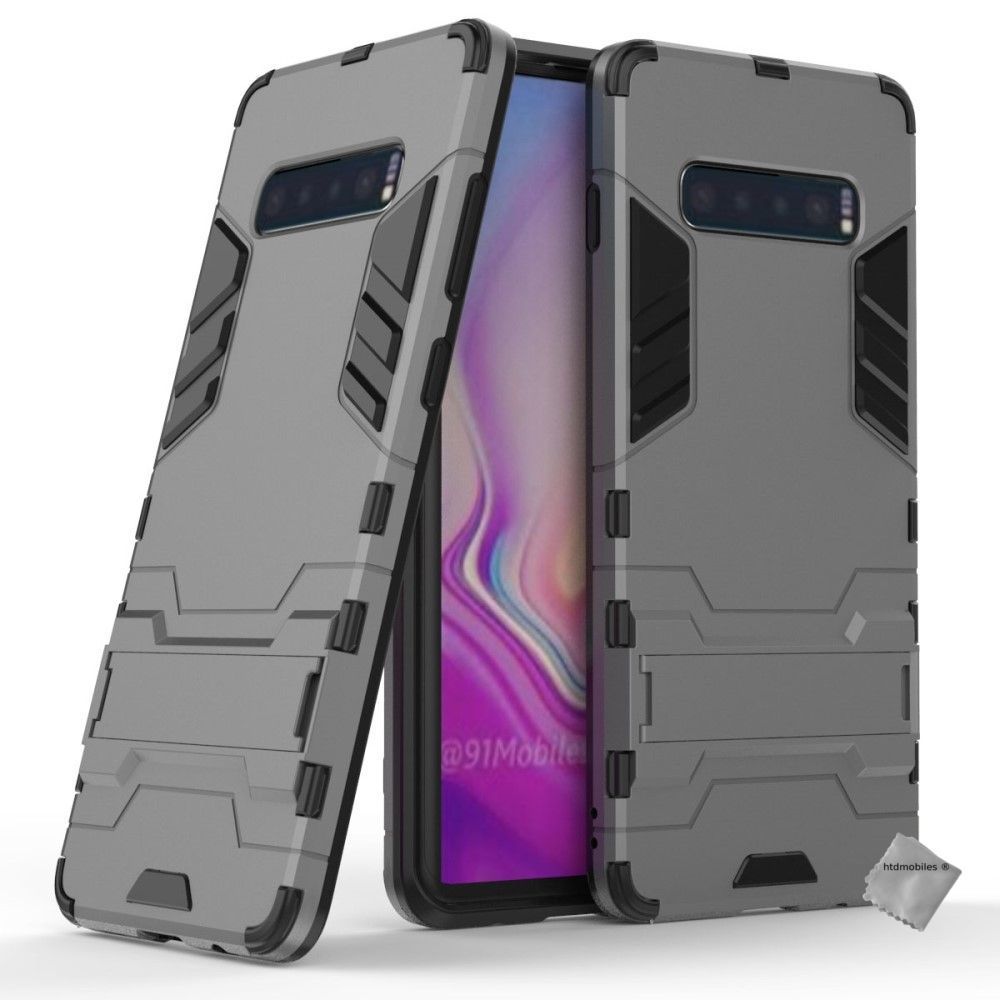 Htdmobiles - Housse etui coque rigide anti choc pour Samsung Galaxy S10+ Plus + verre trempe - GRIS - Autres accessoires smartphone