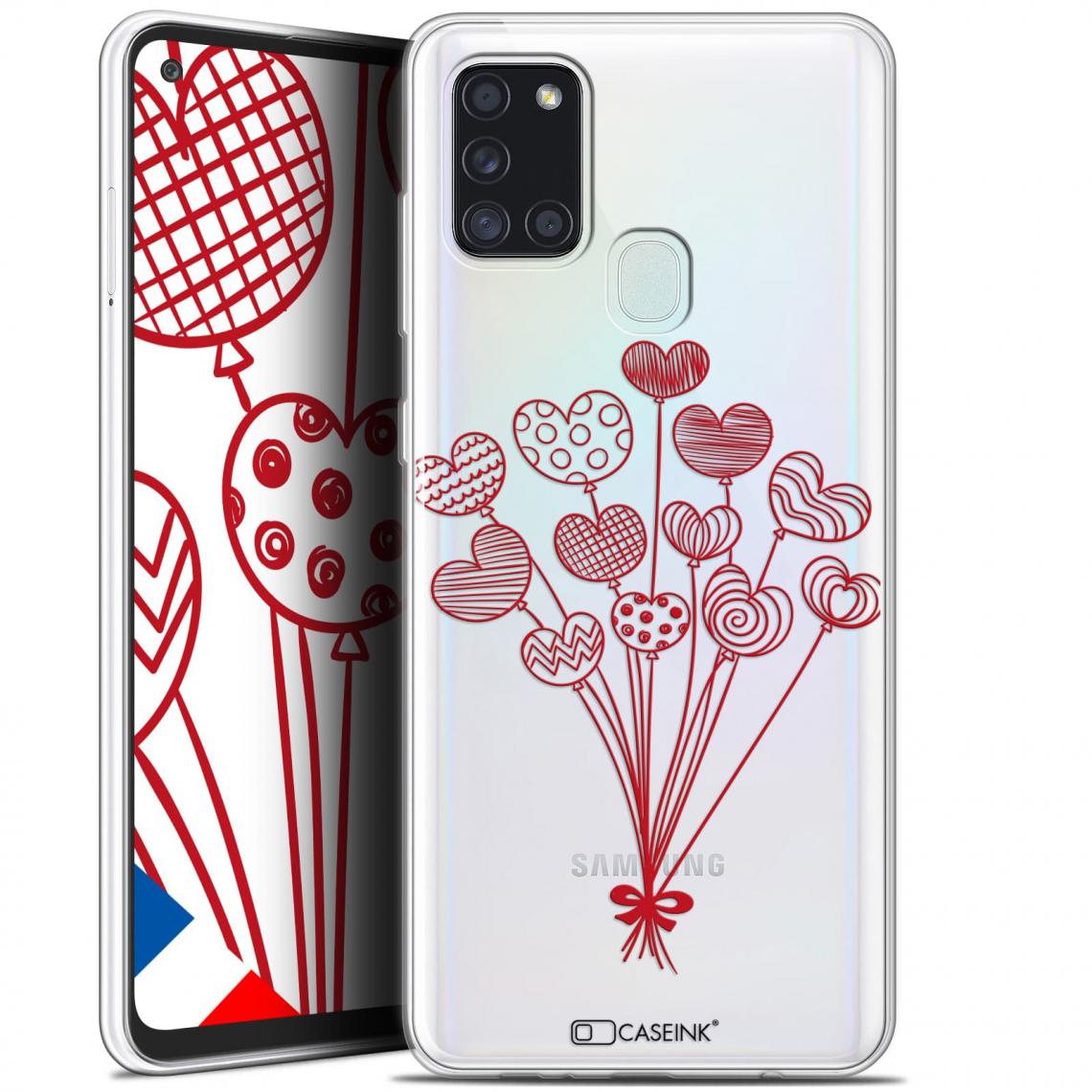 Caseink - Coque Pour Samsung Galaxy A21S (6.5 ) [Gel HD Collection Love Saint Valentin Design Ballons d'amour - Souple - Ultra Fin - Imprimé en France] - Coque, étui smartphone