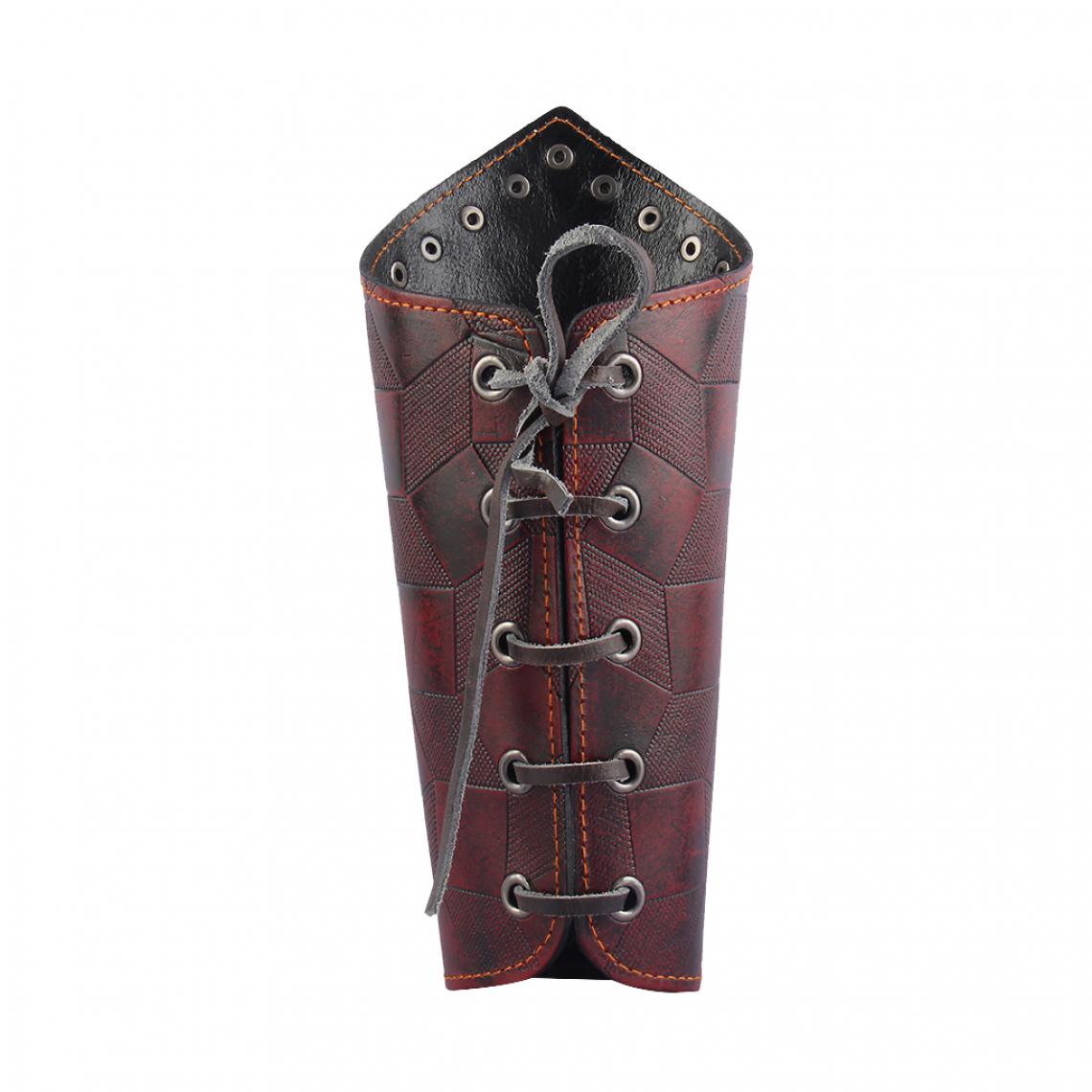 marque generique - Faux Leather Arm Guards Médiévale Lace Up Punk Hommes Femmes Bras Brassards Rouge - Bracelet connecté