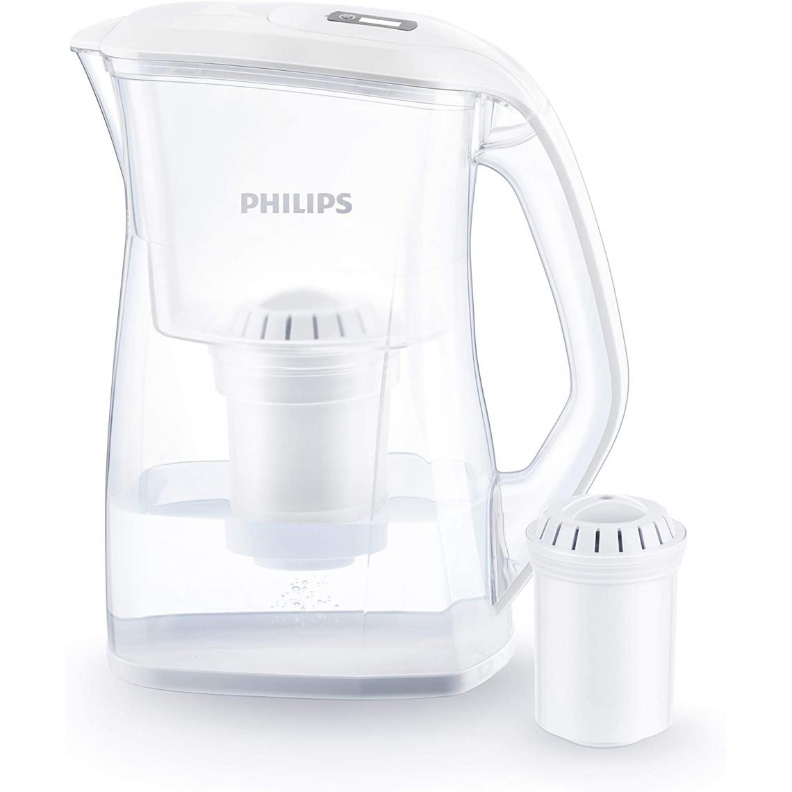 Philips - Philips Wasserfilter-Karaffe Carafe Filtrante AWP2970 +1 Filtre-Ultrafiltration Bactéries, Calcaire, Chlore, Plomb et Pesticides, Blanc - Carafe filtrante