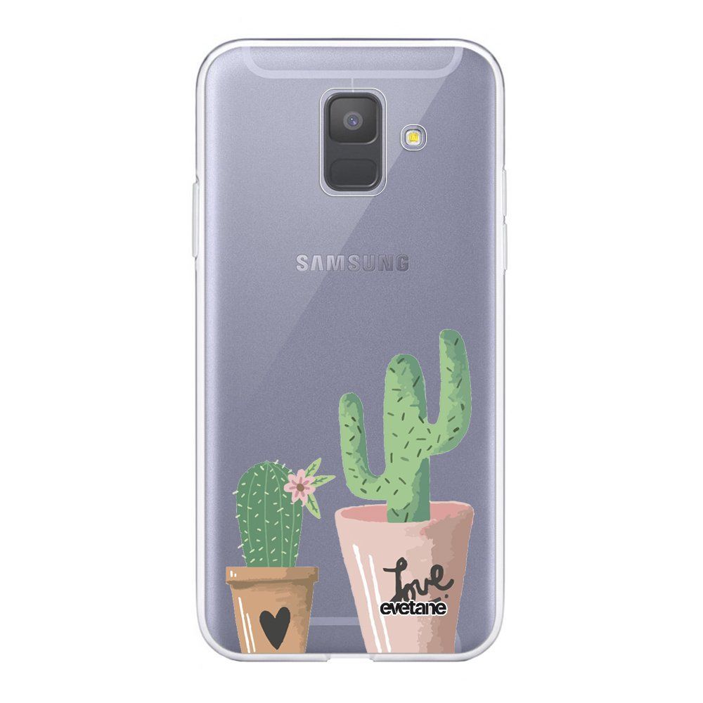 Evetane - Coque Samsung Galaxy A6 2018 souple transparente Cactus Love Motif Ecriture Tendance Evetane. - Coque, étui smartphone