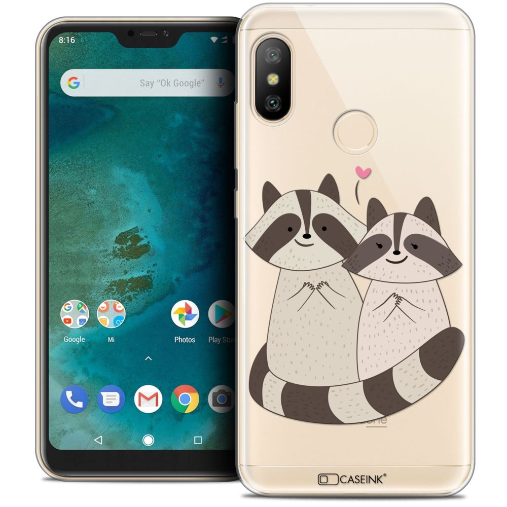 Caseink - Coque Housse Etui Xiaomi Mi A2 LITE (5.8 ) [Crystal Gel HD Collection Sweetie Design Racoon Love - Souple - Ultra Fin - Imprimé en France] - Coque, étui smartphone