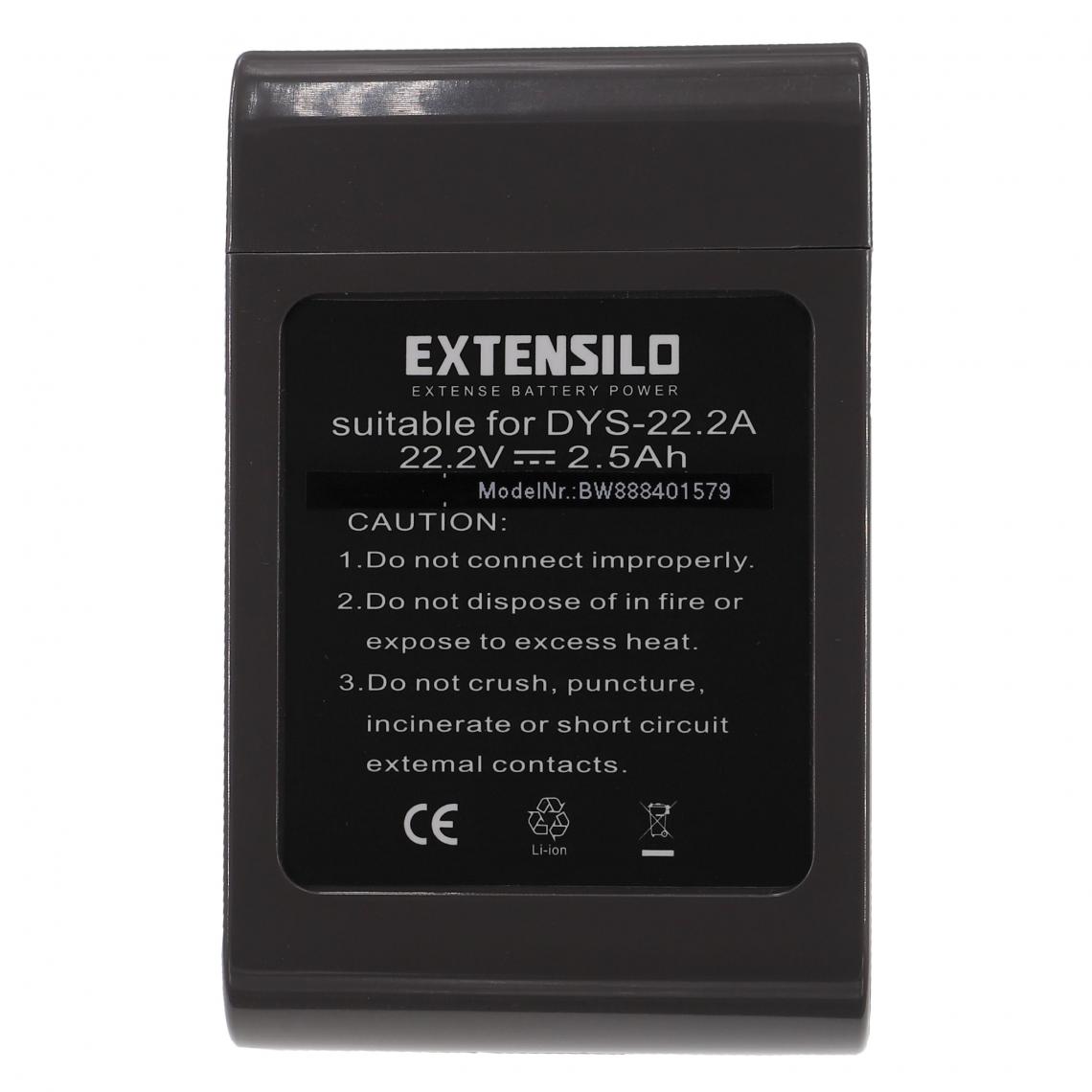 Vhbw - EXTENSILO Batterie compatible avec Dyson DC45 Animalpro, DC56, DC57 aspirateur, robot électroménager (2500mAh, 22,2V, Li-ion) - Accessoire entretien des sols