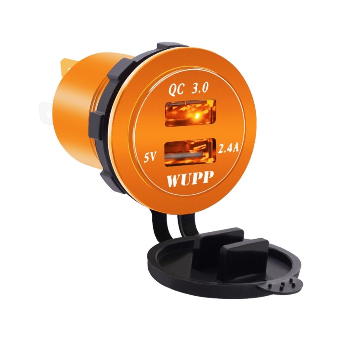 Wewoo - Chargeur voiture Universelle Car QC3.0 Dual Port USB Alliage d'aluminium 2 ports Adaptateur USB 5V 2.4A IP66 (Orange Light) - Chargeur Voiture 12V
