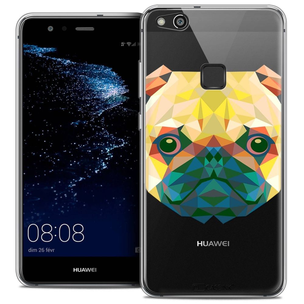 Caseink - Coque Housse Etui Huawei P10 LITE (5.2 ) [Crystal Gel HD Polygon Series Animal - Souple - Ultra Fin - Imprimé en France] Chien - Coque, étui smartphone