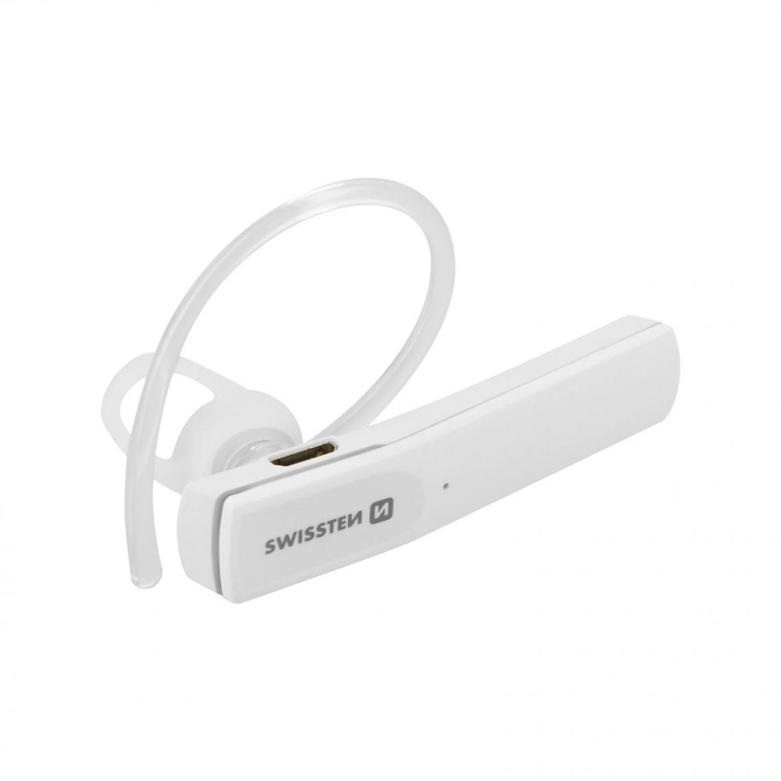 Swissten - Oreillette Bluetooth Mono Kit Mains Libres Connexion Multipoint Swissten Blanc - Oreillette bluetooth