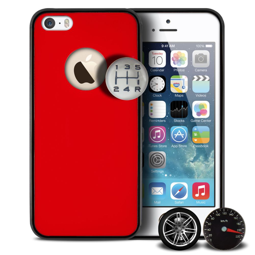Caseink - Coque Housse Etui [Custom Buttons Series] Rouge iPhone 5/5S/SE - Coque, étui smartphone
