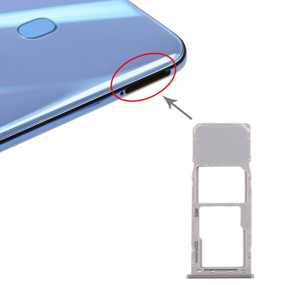Wewoo - Tiroir de Carte SIM Bac à SIM + à Micro SD pour Galaxy A20 A30 A50 Argent - Autres accessoires smartphone