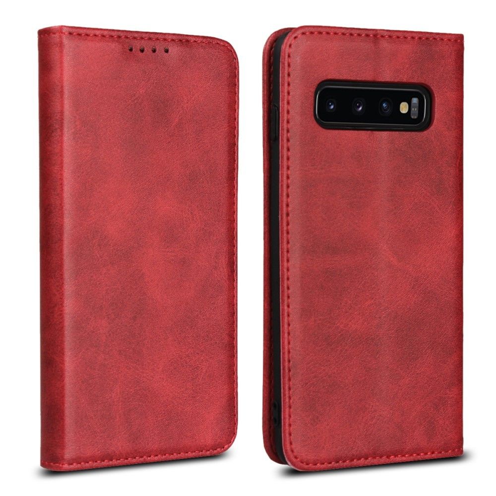 marque generique - Etui en PU support auto-absorbé rouge pour votre Samsung Galaxy S10 - Coque, étui smartphone