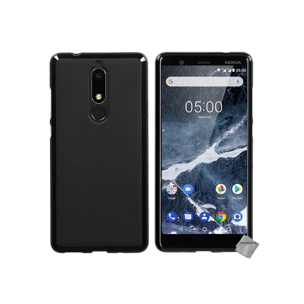 Htdmobiles - Housse etui coque pochette silicone gel fine pour Nokia 5.1 (2018) + film ecran - NOIR - Autres accessoires smartphone