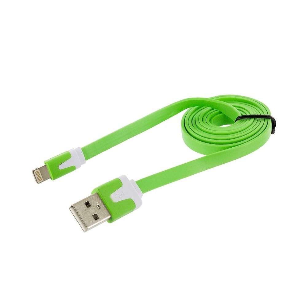 Shot - Cable pour IPHONE Xs Max Noodle Chargeur Lighting Usb APPLE 1m (VERT) - Chargeur secteur téléphone