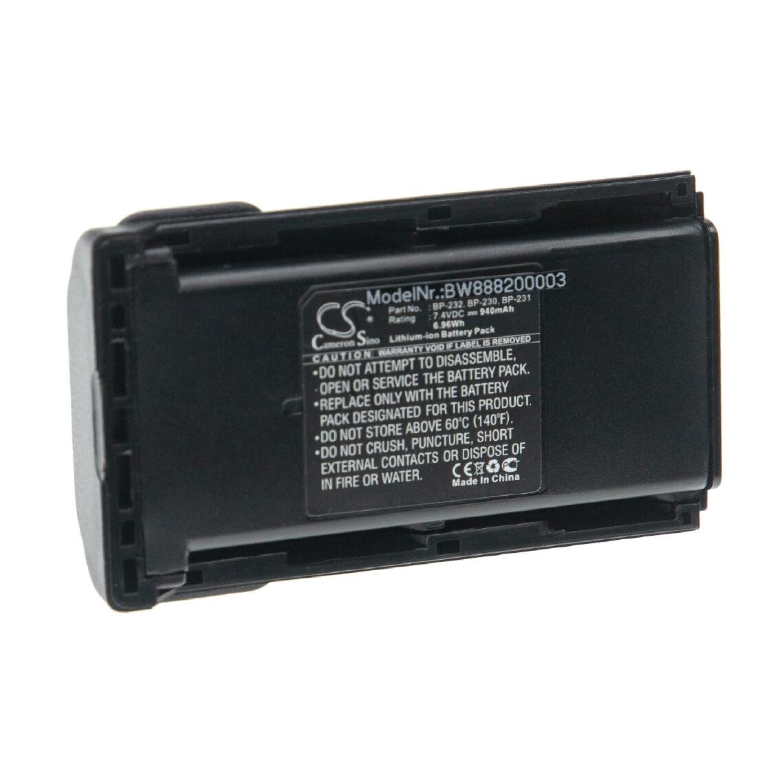 Vhbw - vhbw Batterie compatible avec Icom IC-F3061T, IC-F3062, IC-F3062S, IC-F3062T, IC-F3161 radio talkie-walkie (940mAh, 7,4V, Li-ion) - Autres accessoires smartphone