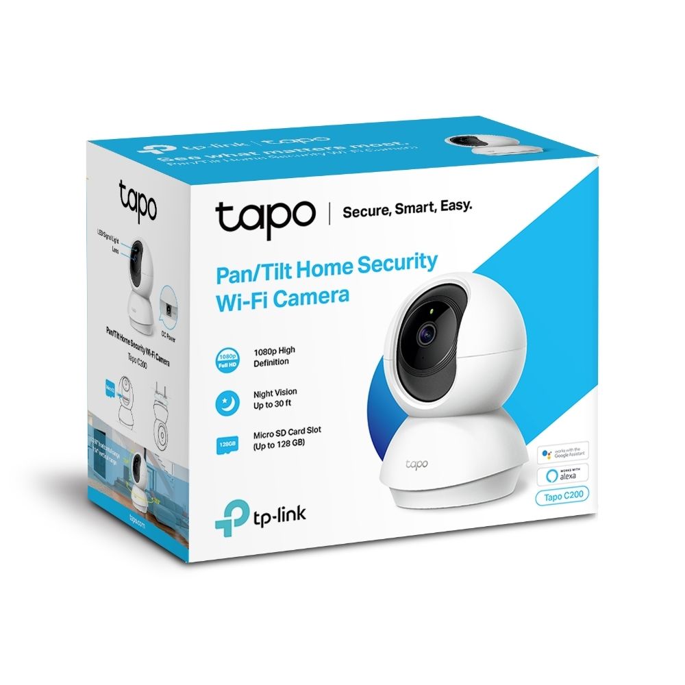 TP-LINK - Tapo C200 - Caméra de surveillance WiFi panoramique et inclinable - Caméra de surveillance connectée