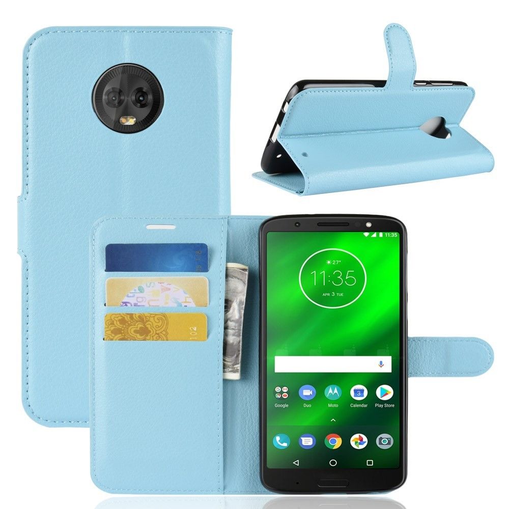 marque generique - Etui en PU litchi bleu pour votre Motorola Moto G6 Plus - Autres accessoires smartphone
