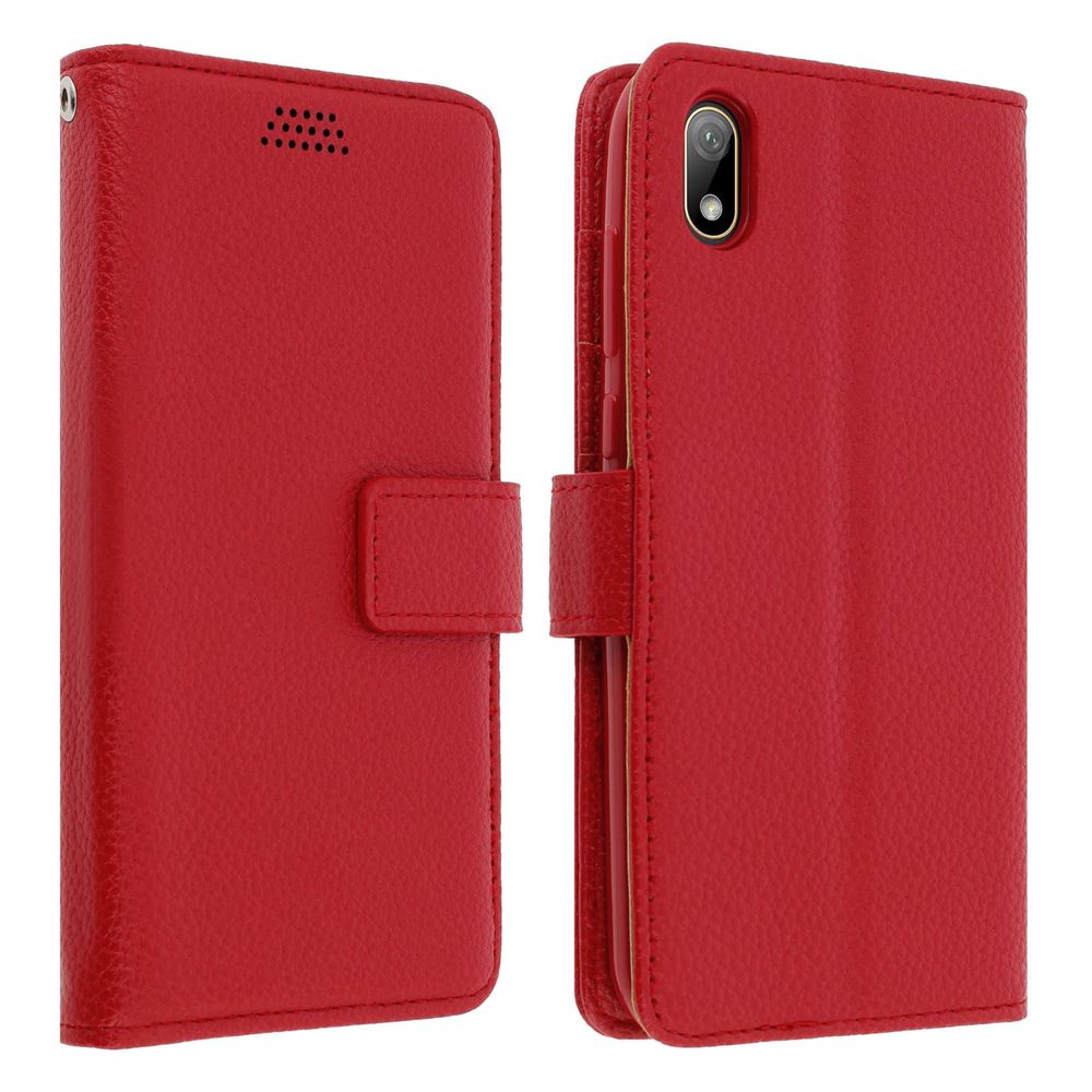 Avizar - Housse Huawei Y5 2019 et Honor 8S Effet grainé Porte carte Support Vidéo Rouge - Coque, étui smartphone