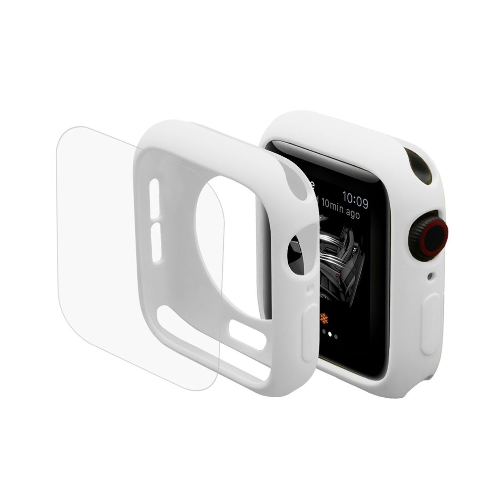 Wewoo - Boitier 2 en 1 TPU Coque de protection semi-plaquée + Film HD courbé plein écran PET cintré HD pour Apple Watch série 4 40 mm (blanc) - Accessoires Apple Watch