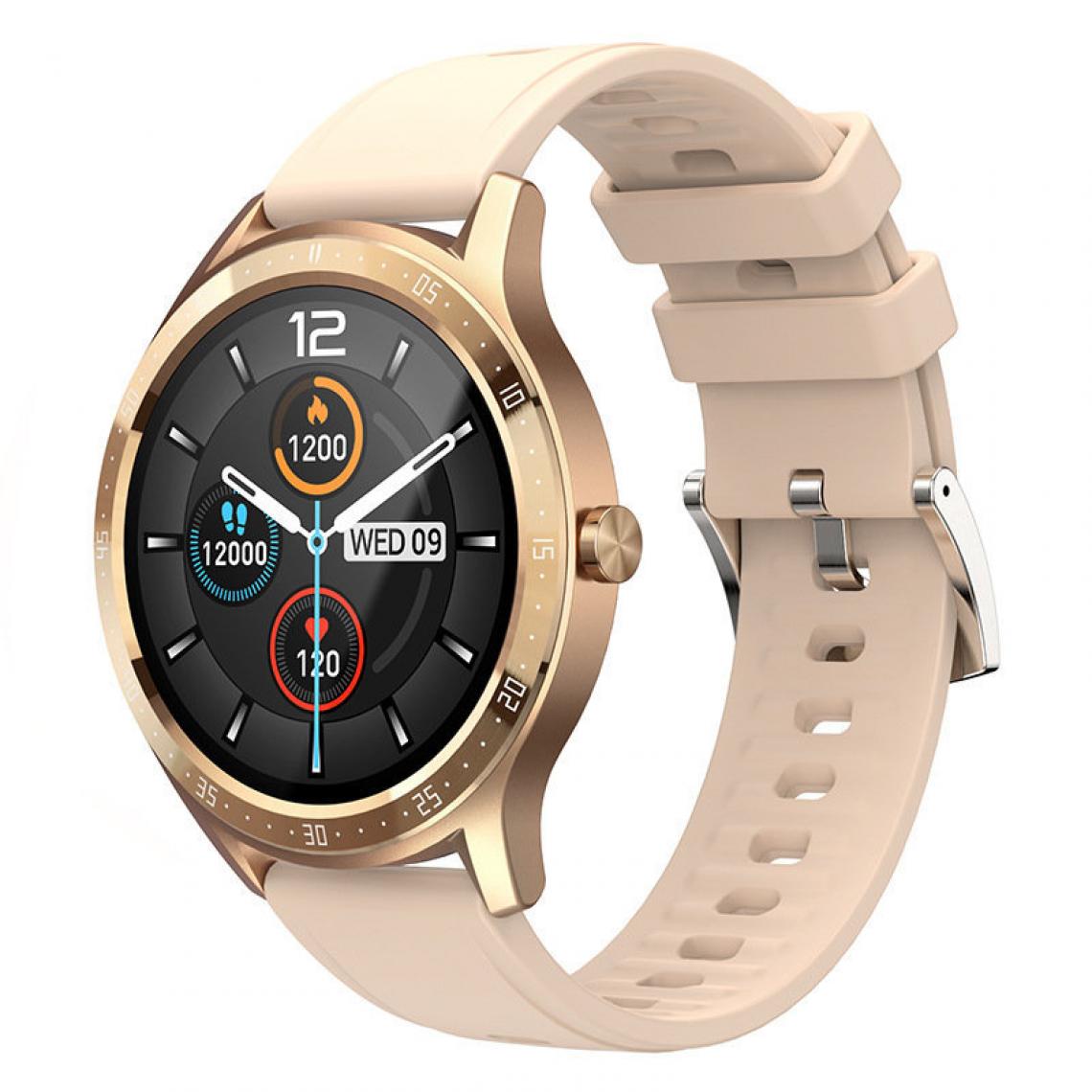 Chronotech Montres - Chronus Smart Watch for Men Women, 1.28 inch Touch Fitness Tracker with Heart Rate Monitor, Blood Pressure, Notification, IP67 Waterproof Fitness Watch with 8 Mode Sports, Round Smartwatch for Android iOS(gold) - Montre connectée