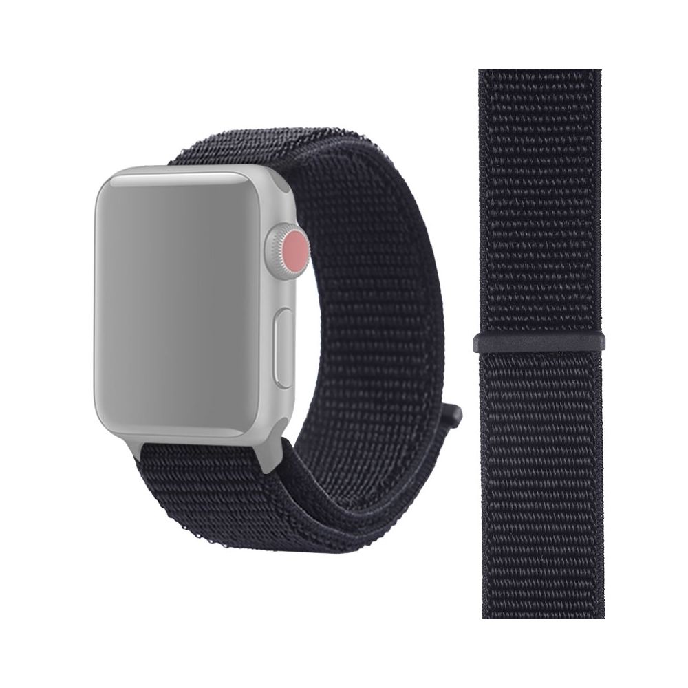 Wewoo - Pour Apple Watch série 3 & 2 & 1 38mm simple bracelet de montre en nylon de mode avec un bâton magique (noir) - Accessoires Apple Watch