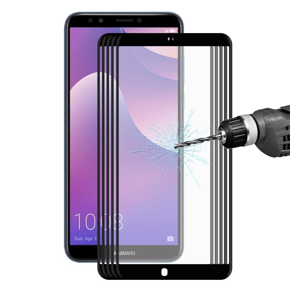 marque generique - Protecteur écran en verre trempé 5pcs 02mm 3D fibre de carbone courbe pleine grandeur noir pour votre Huawei Honor 7C/Enjoy 8/Y7 Prime - Autres accessoires smartphone
